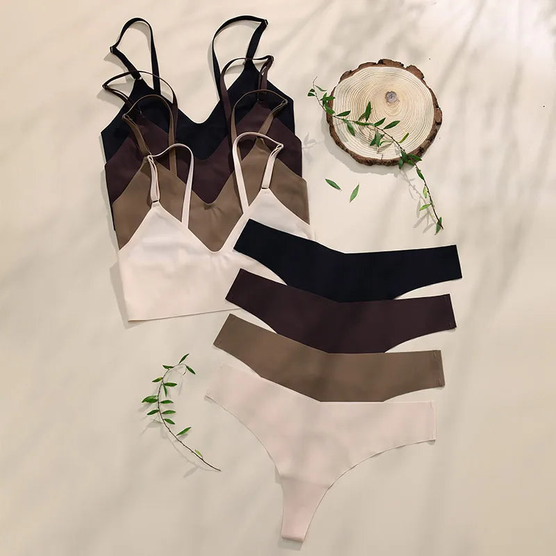 Seamless Ice Silk Bra & Brief Set
