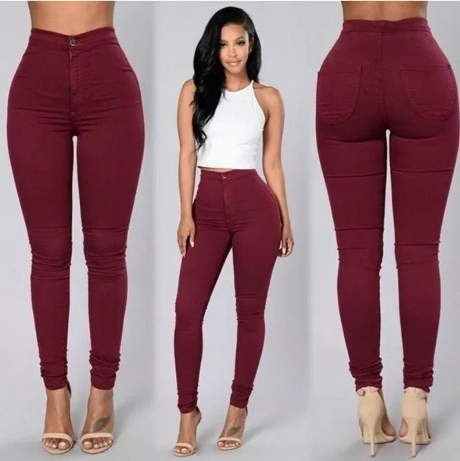 Elastic Candy-Colored Slimming Jeans for Women