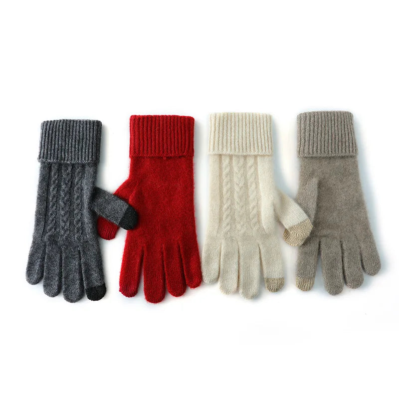 Women’s Cashmere Touchscreen Gloves – Soft Warm Mittens