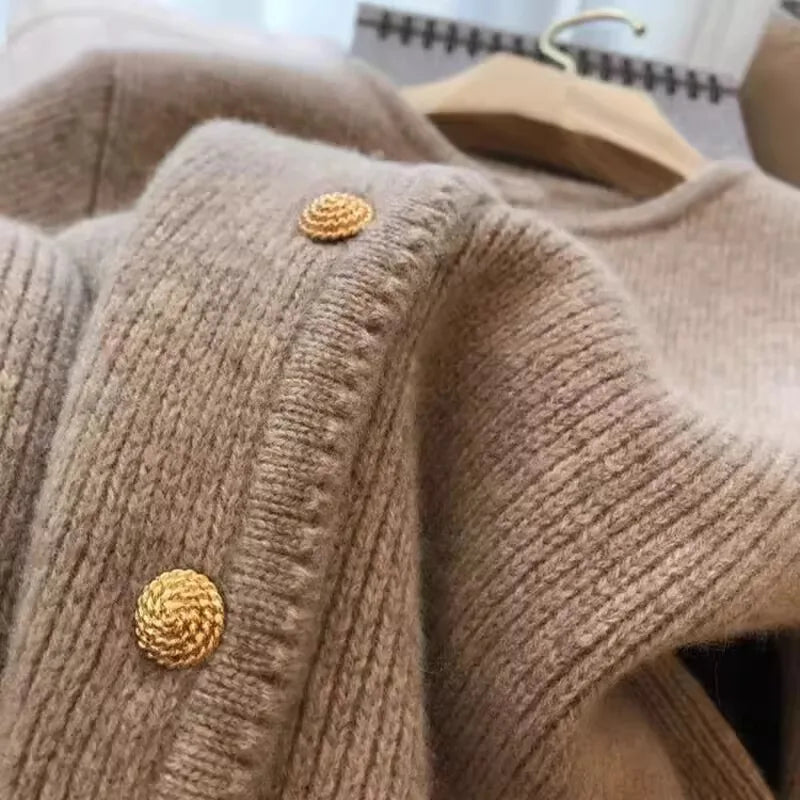 Pure Cashmere Crew Neck Cardigan