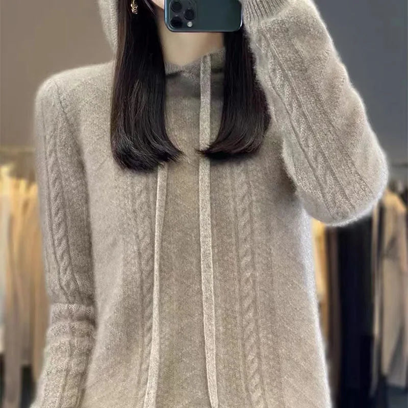 New Knitted Hooded Sweater