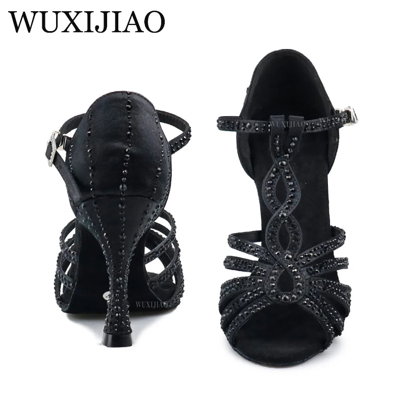 Fuchsia WUXIJIAO Latin Dance Shoes Women's New  High Heels 9cm for salsa dance