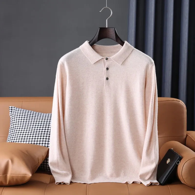 Ordos Cashmere Sweater Men's Clothing Large Size Autumn Winter Polo Collar Casual Knit Pullovers Male Warm Jumper Tops