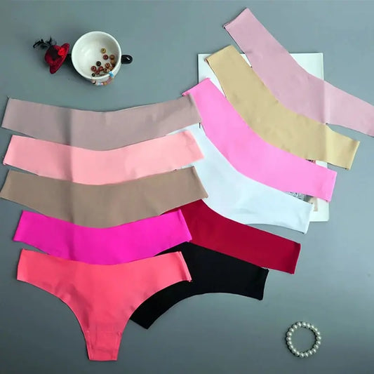 3PCS Seamless Panties Women Ice Silk Underwear