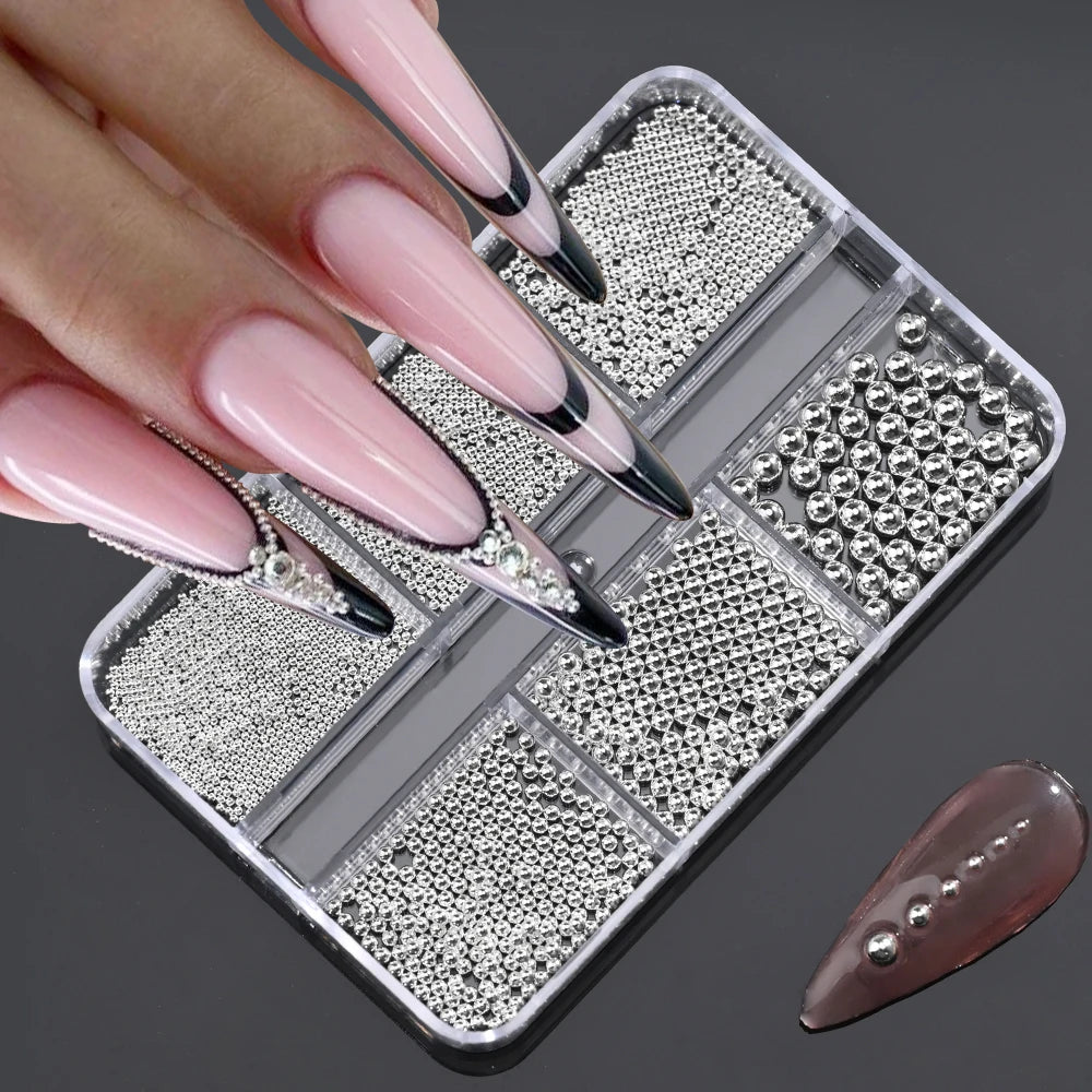 HotPress Caviar Nail Beads – Mixed Size Metallic Charms