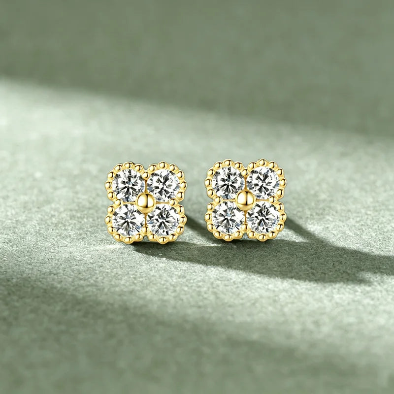 925 Sterling Silver Four-Leaf Moissanite Jewelry Set