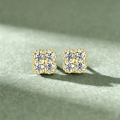 925 Sterling Silver Four-Leaf Moissanite Jewelry Set