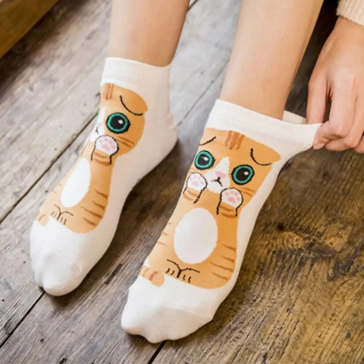 5 Pairs/Set Women's Cartoon Cute Cat Ankle Socks Breathable Perfect for Everyday Fashion