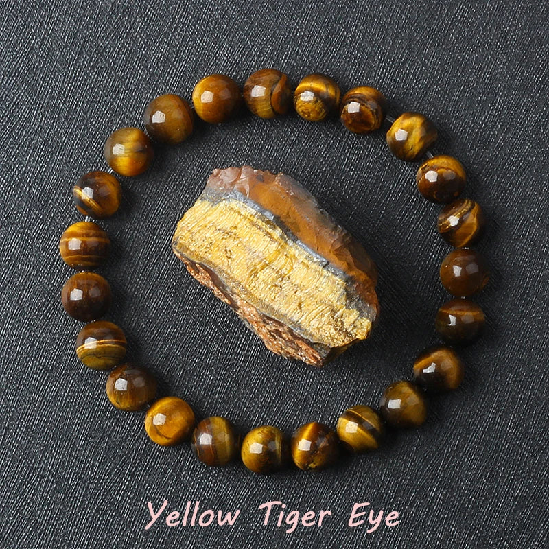 Nature Coffee Agates Stripes Onyx Bracelets Men Coffee Onyx Stripe Agates Stone Loose Beads Strand Bracelets for Women (17cm-6.7inch)