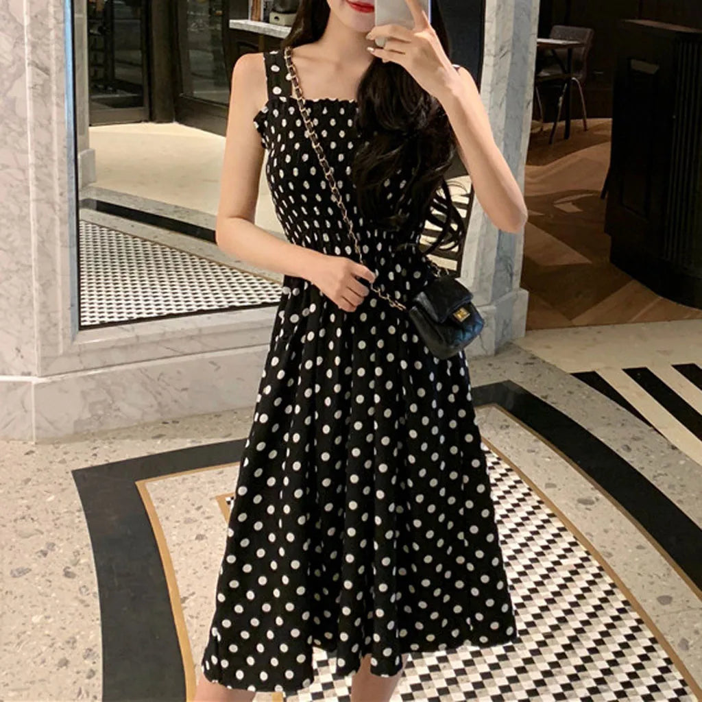 Summer Fashion Polka Dot Shoulder Plus Size Casual Dress