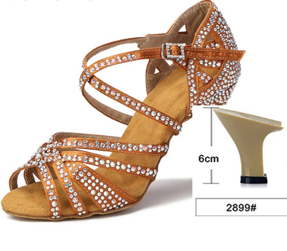 Satin Rhinestone Latin Dance Shoes for Women
