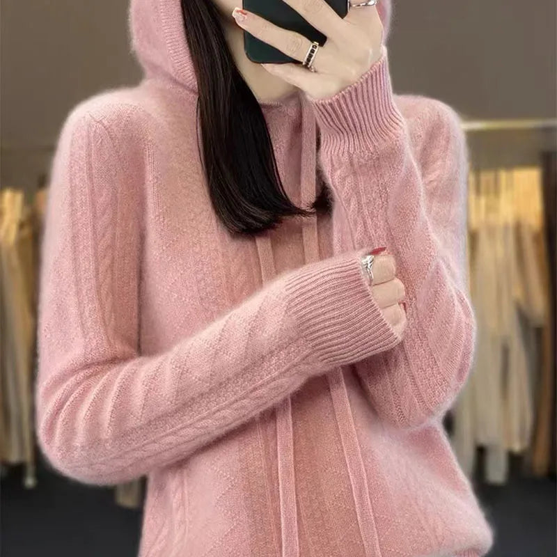 New Knitted Hooded Sweater