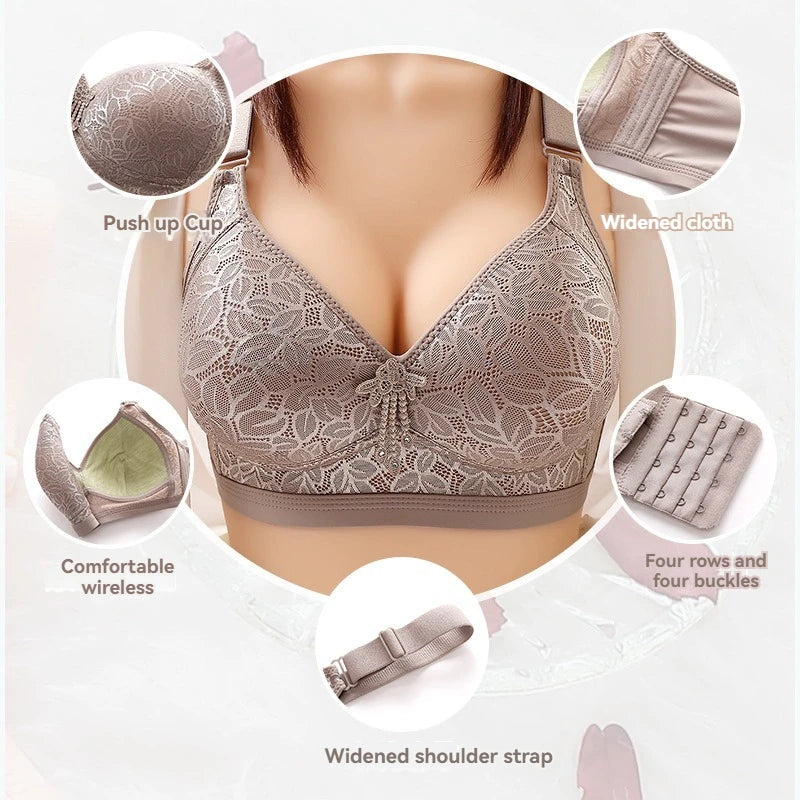 Comfortable Breathable Women's Bra - Large Size Wireless Thin Bra with Adjustable Fit & Support