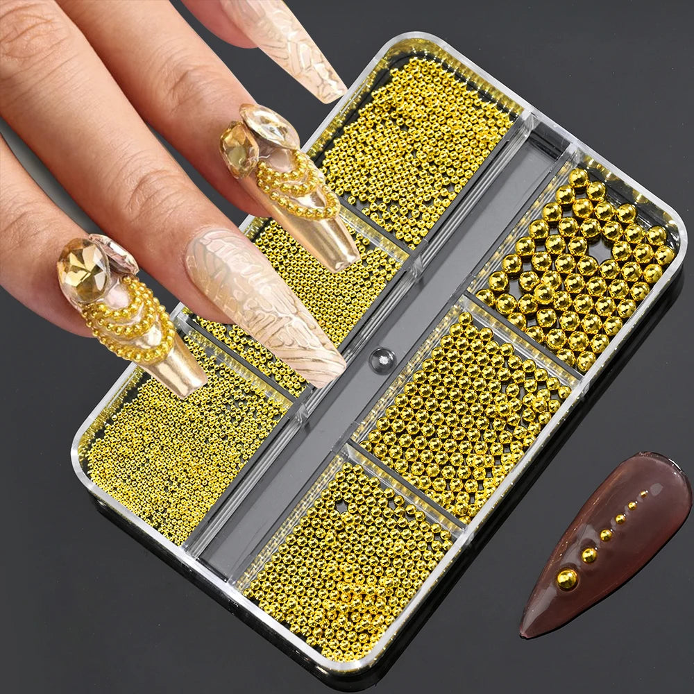 HotPress Caviar Nail Beads – Mixed Size Metallic Charms