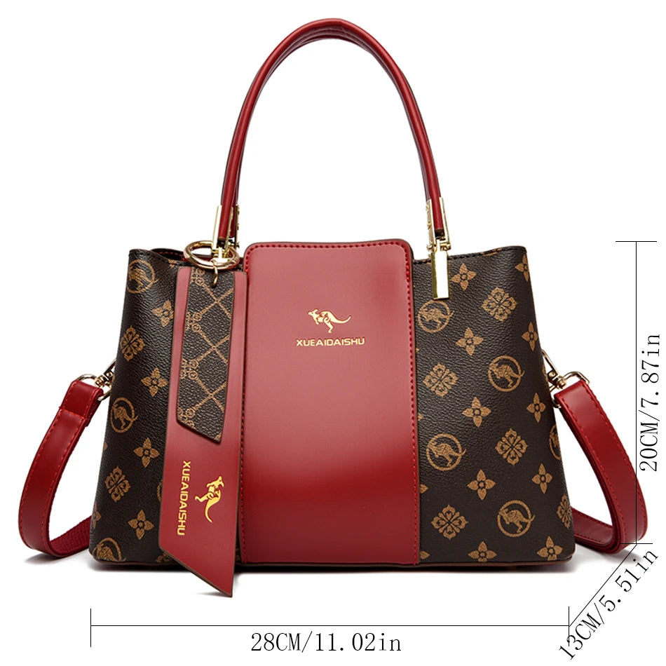 Luxury Handbag Fashion Print Large Capacity Soft Leather Women