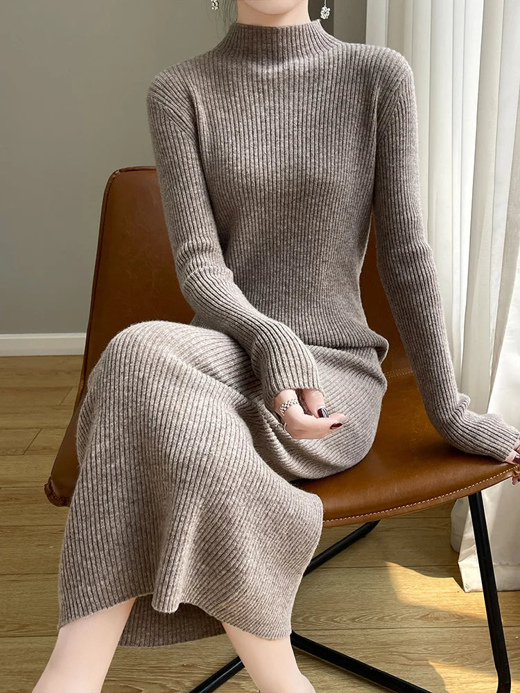 Women Cashmere Sweater Dress Autumn Winter