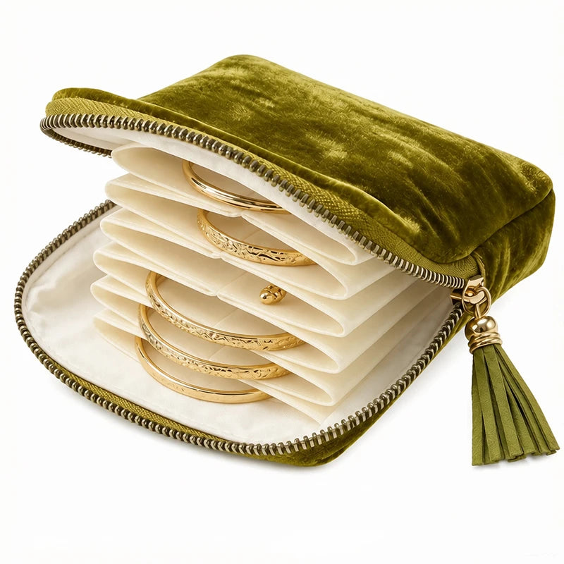 Velvet Travel Jewelry Pouch – Zip Closure