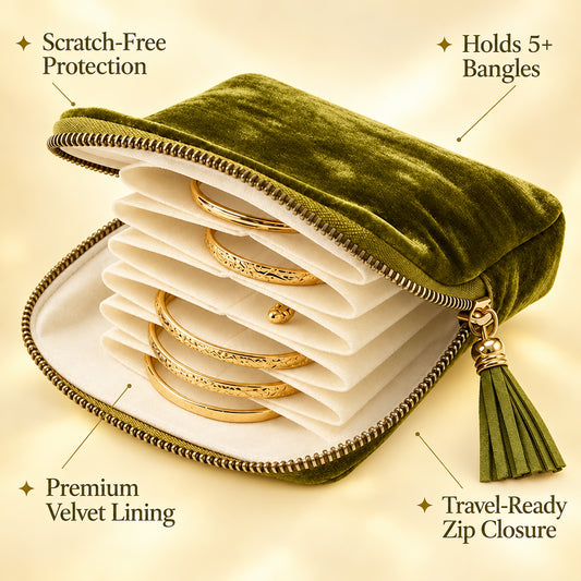 Pochette à Bijoux de Voyage en Velours – Fermeture Zippée