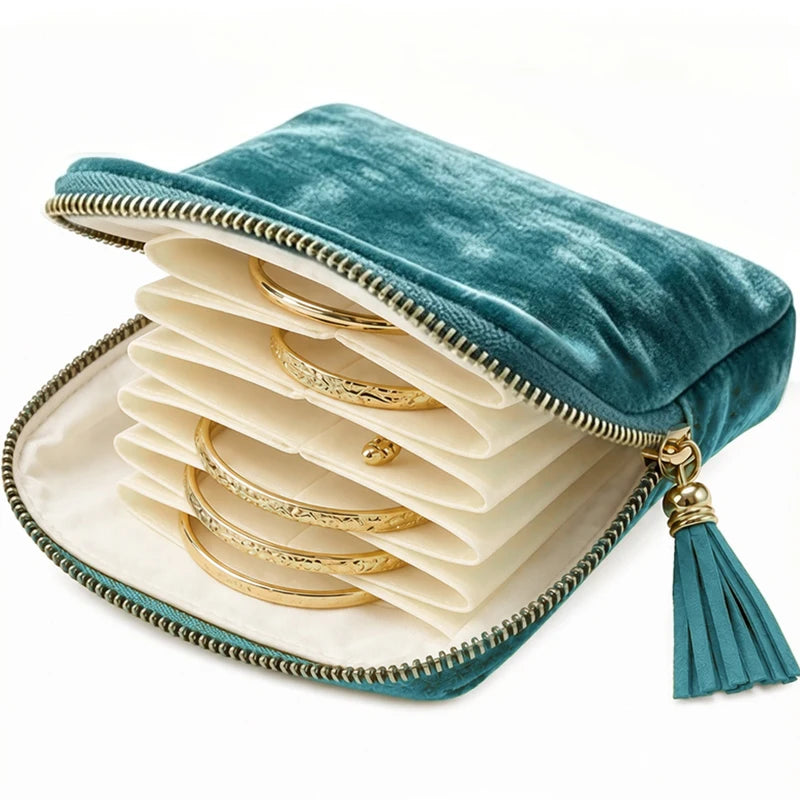 Velvet Travel Jewelry Pouch – Zip Closure
