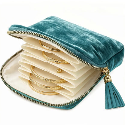 Velvet Travel Jewelry Pouch – Zip Closure