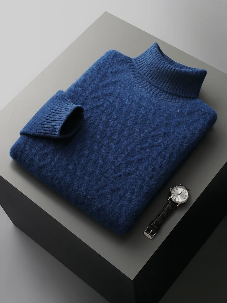 CHICUU Men Turtleneck Cashmere Sweater Autumn Winter Thick Pullover