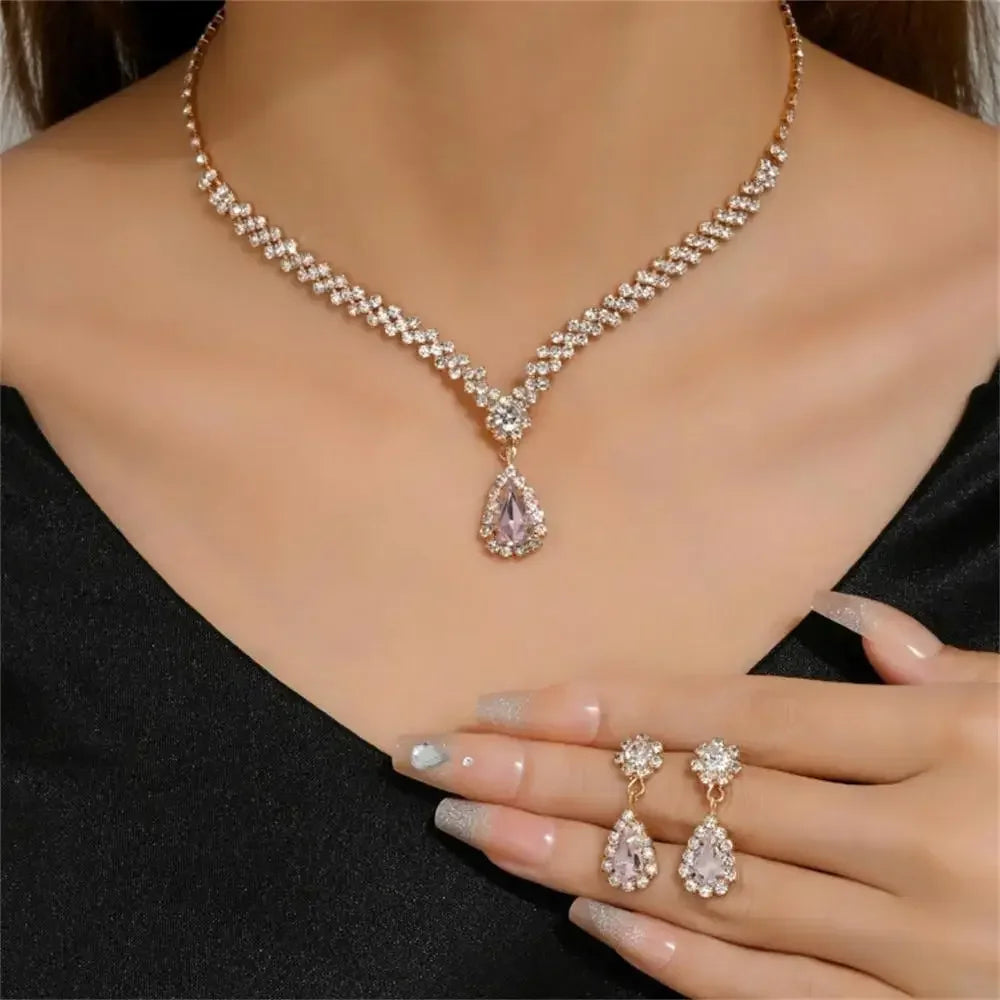 2pcs/set Jewelry Sets Necklace stud Earrings Wedding Dress Bridal Jewelry Set