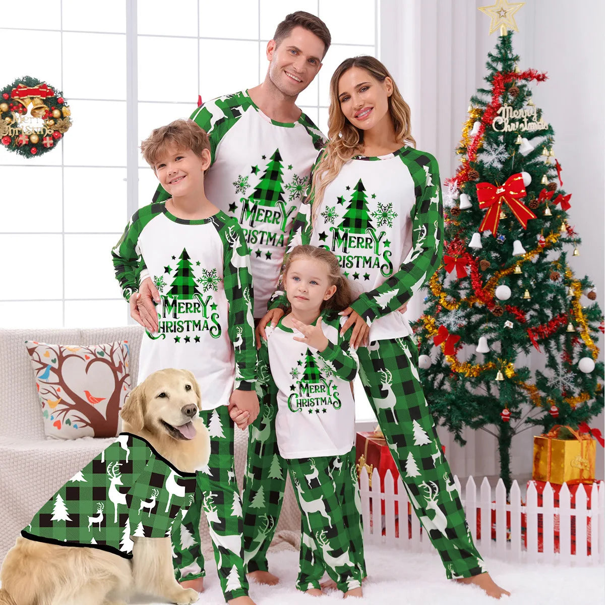 Small, Medium & Laege Size Merry Christmas Xmas Family Look Christmas Family Pajamas Santa Tree