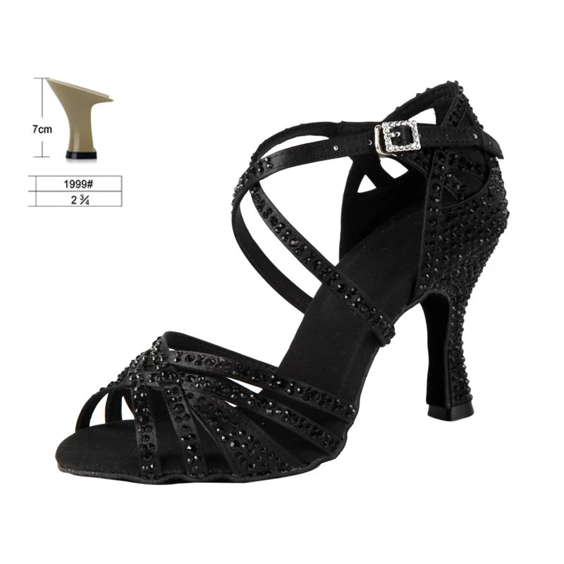 Brown ATASHA Latin Dance High Heels Stapled with Diamond Latin Hig