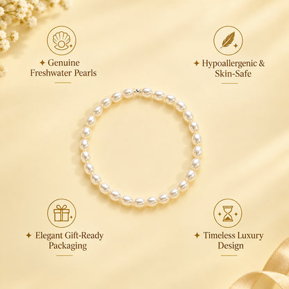 Bracelet en perles d'eau douce – Perles grain de riz, 4–5 mm