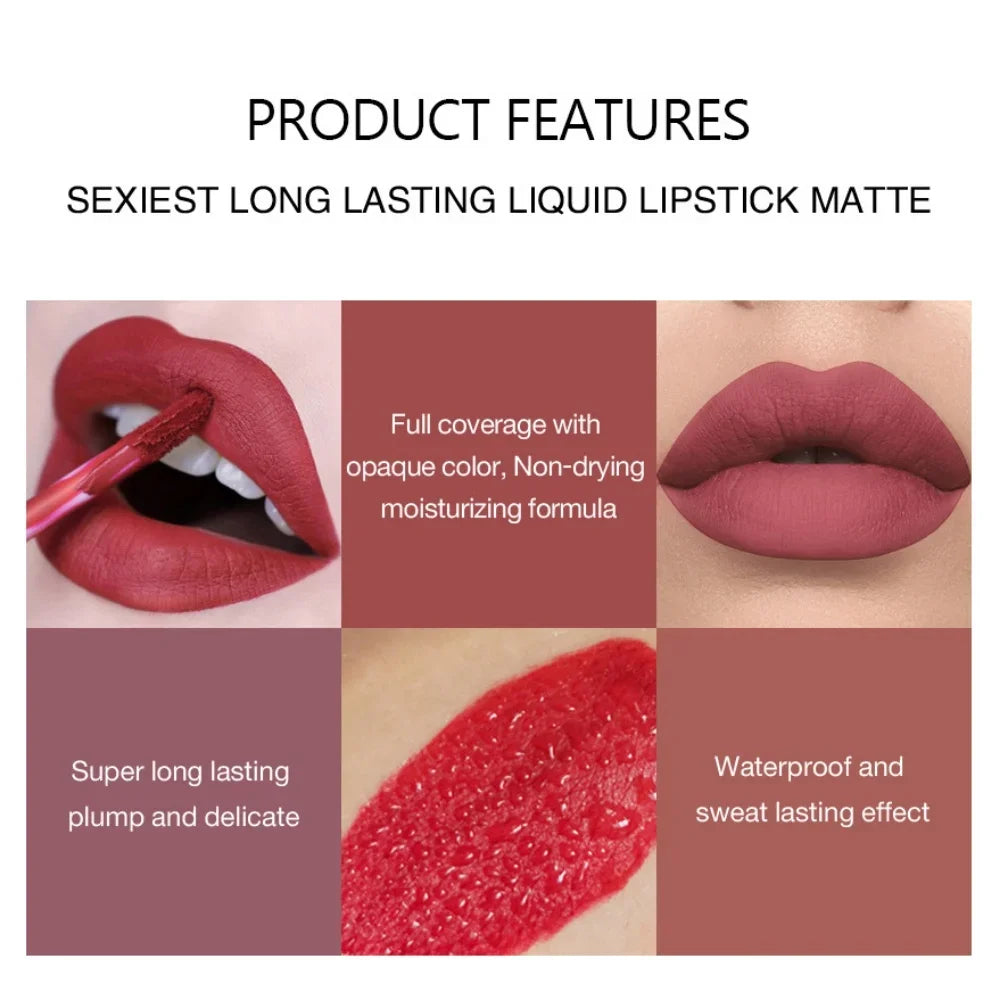 Long Lasting Lipstick Lip Makeup Velvet Matte Lip Gloss Liquid