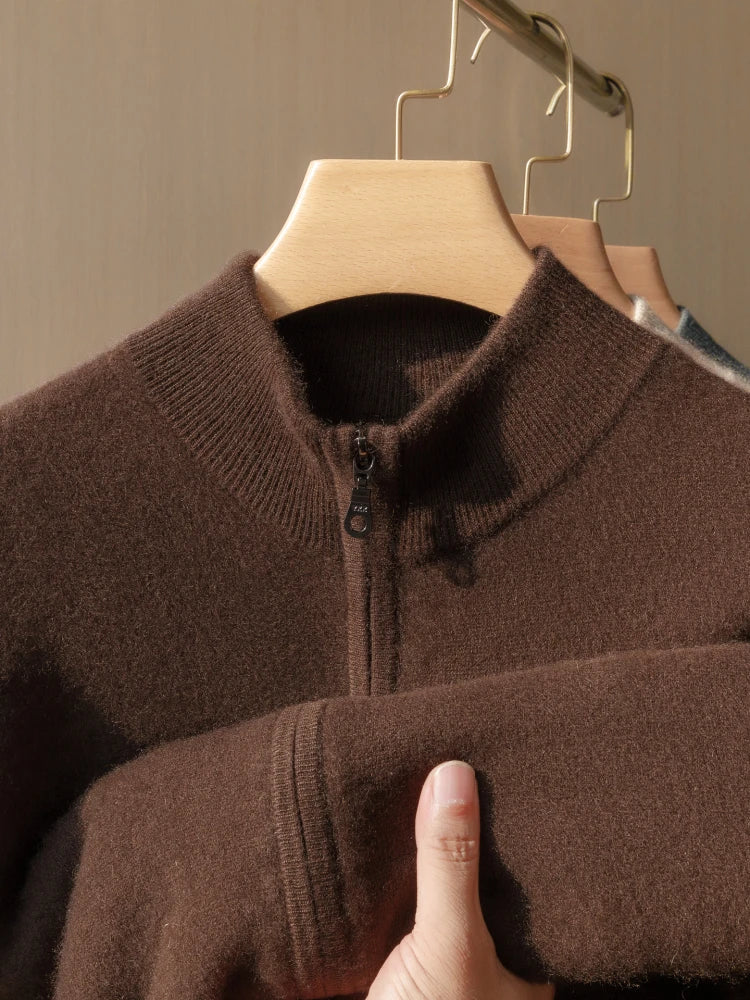 100% Pure Cashmere Men's Half-Zip Cardigan