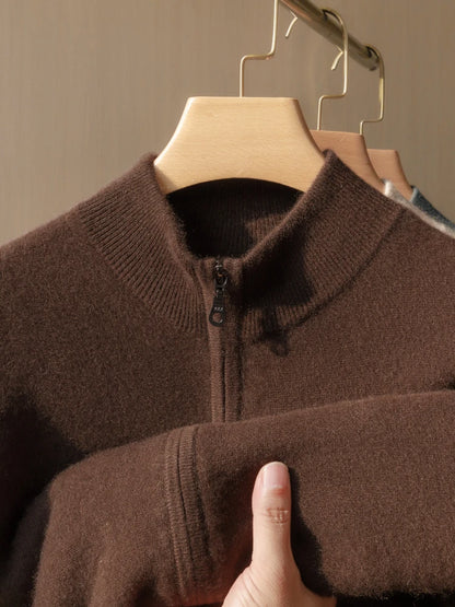 100% Pure Cashmere Men's Half-Zip Cardigan
