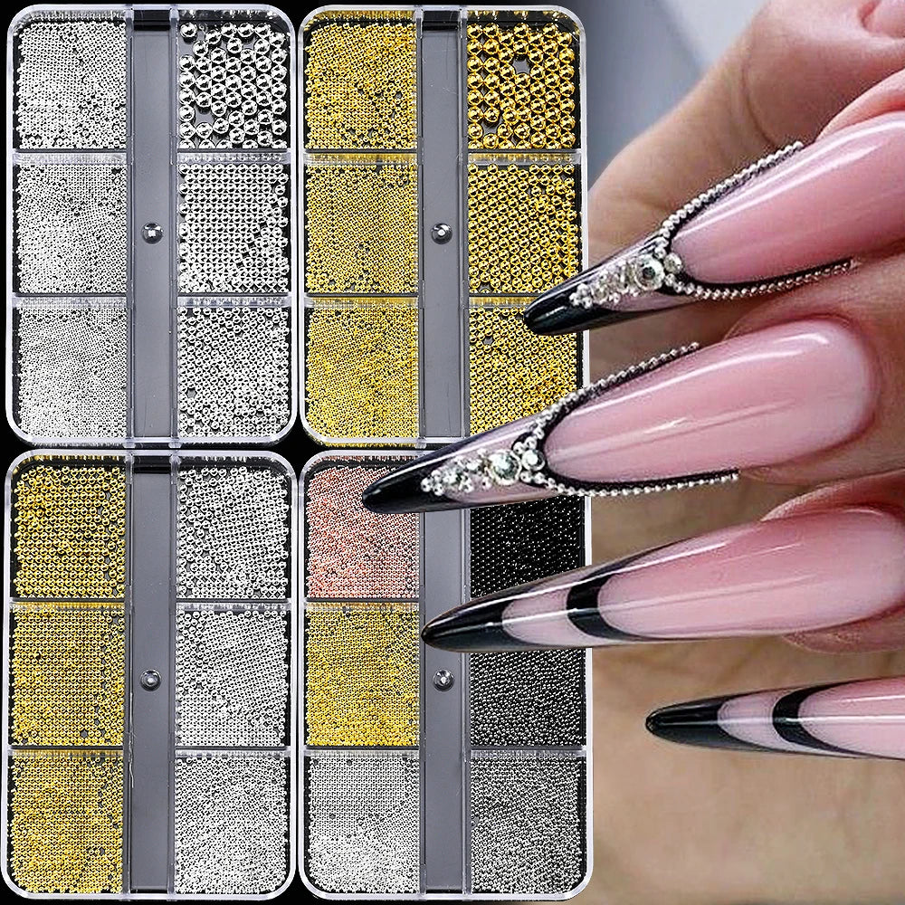 HotPress Caviar Nail Beads – Mixed Size Metallic Charms
