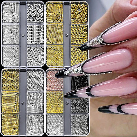 HotPress Caviar Nail Beads – Mixed Size Metallic Charms