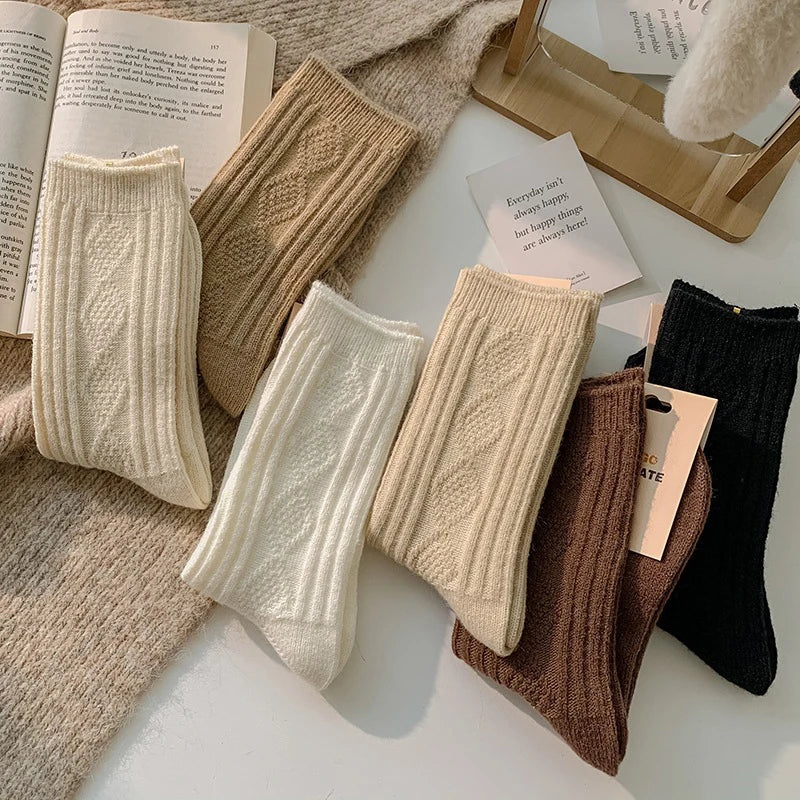 3 Pairs/Lot New Cashmere Wool Socks Women's Winter