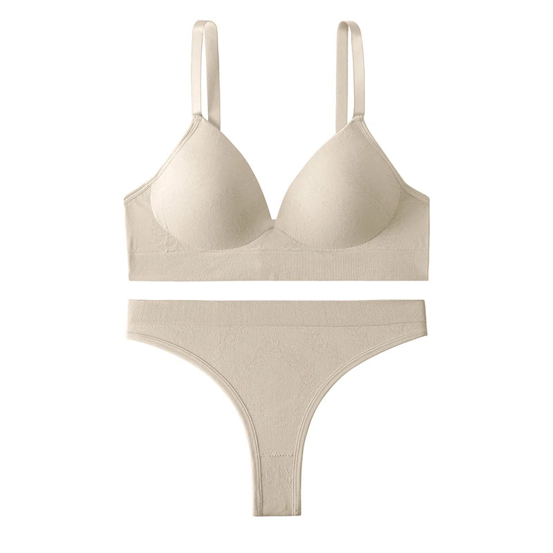 Ice Silk Seamless Bra Set