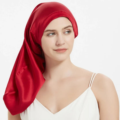 Red mulberry silk sleep bonnet