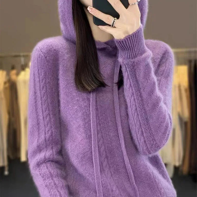 New Knitted Hooded Sweater