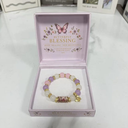 Bracelet perlé colibri – Charm effet cristal