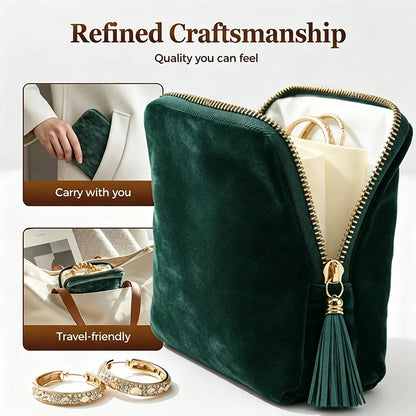 Velvet Travel Jewelry Pouch – Zip Closure