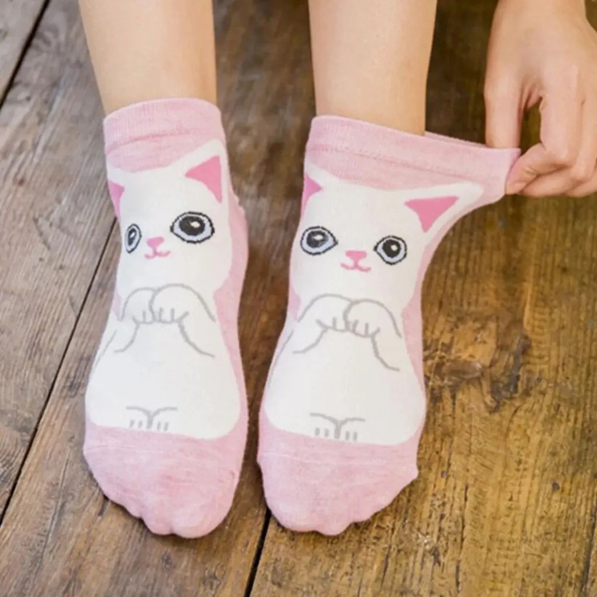 5 Pairs/Set Women's Cartoon Cute Cat Ankle Socks Breathable Perfect for Everyday Fashion