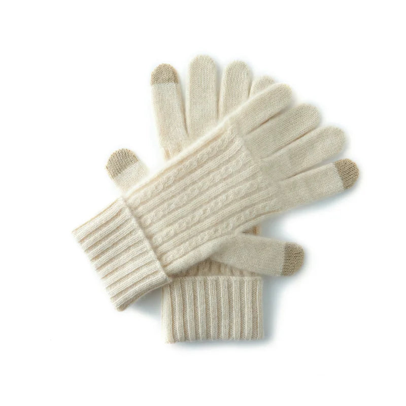 Women’s Cashmere Touchscreen Gloves – Soft Warm Mittens