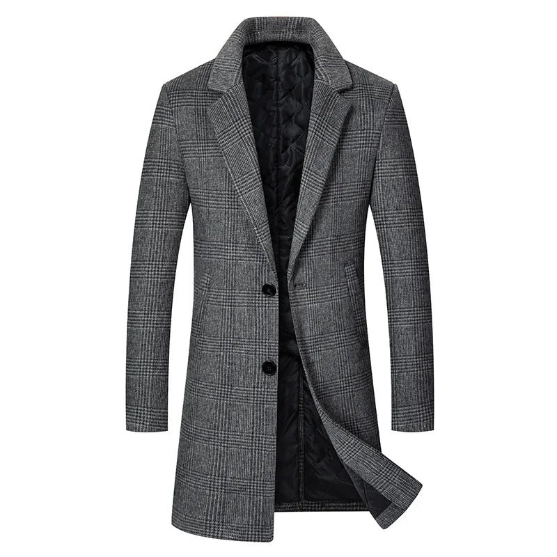 Men Cashmere Wool Blends Long Winter Jackets