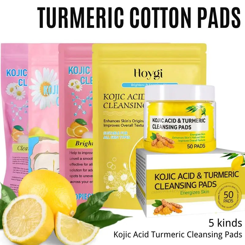 Kojic Acid Turmeric Cleansing Pads – Exfoliating Facial Sponges (50pcs)