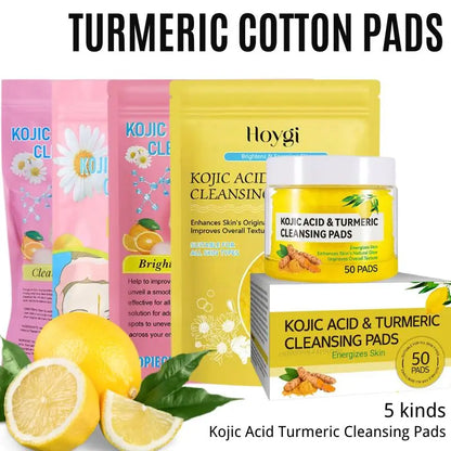 Kojic Acid Turmeric Cleansing Pads – Exfoliating Facial Sponges (50pcs)