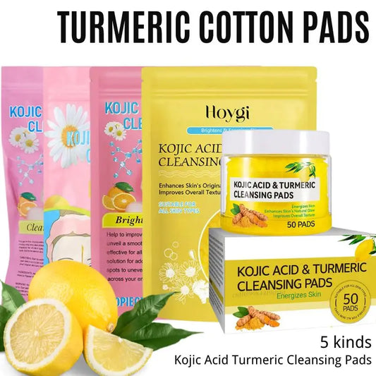 Kojic Acid Turmeric Cleansing Pads – Exfoliating Facial Sponges (50pcs)