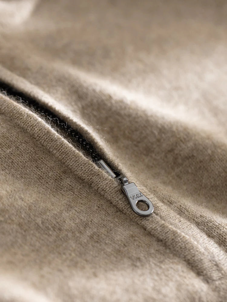 Pull Homme en Cachemire – Col Montant Zippé