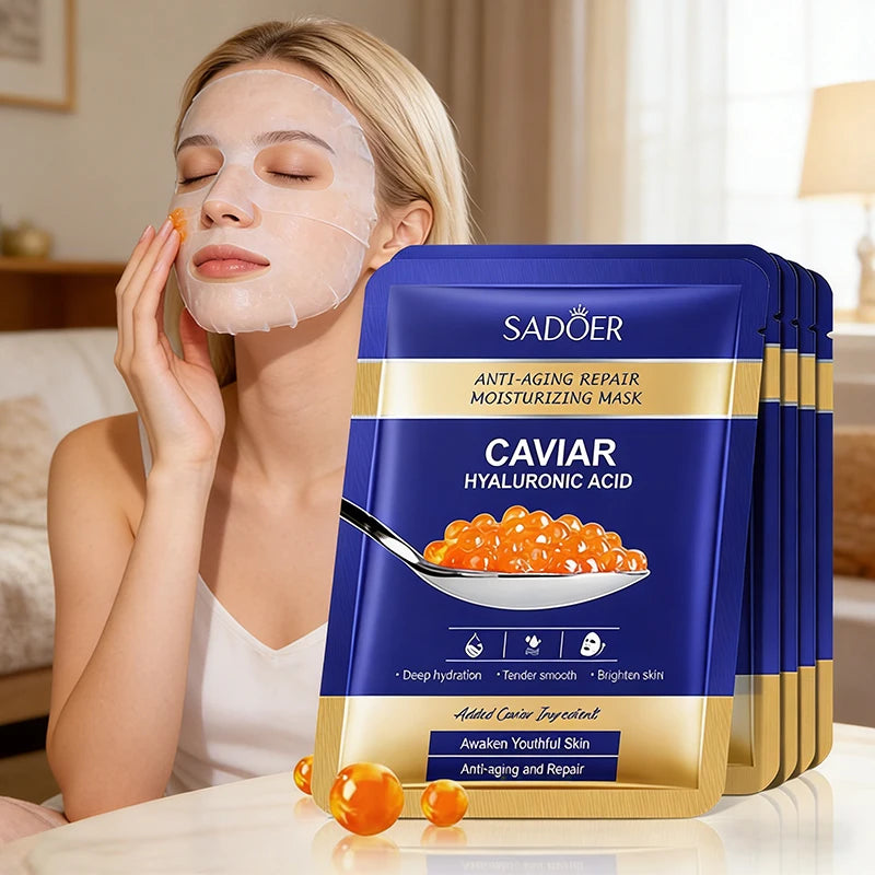 Masque visage au caviar et acide hyaluronique, lot de 5