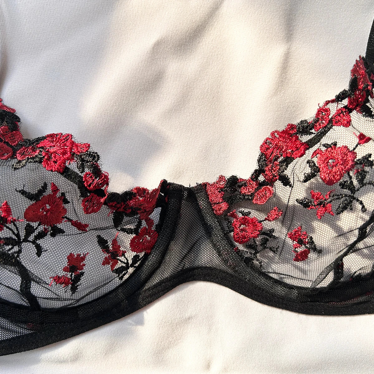 Embroidered Floral Bralette Set