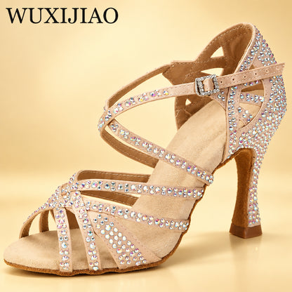 Satin Rhinestone Latin Dance Shoes for Women